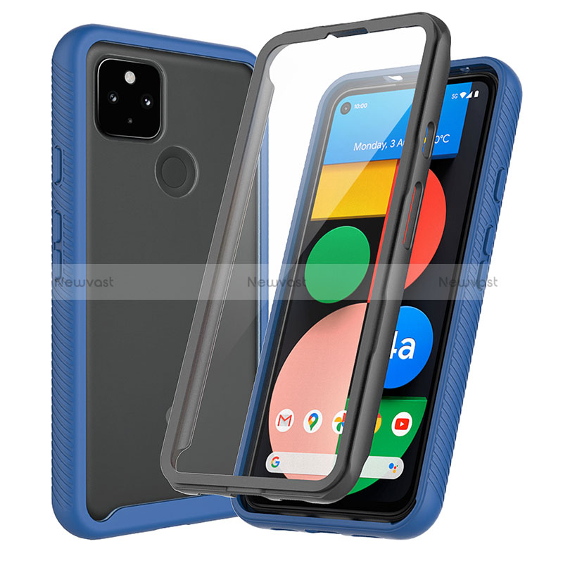 Silicone Transparent Frame Case Cover 360 Degrees ZJ3 for Google Pixel 5a 5G