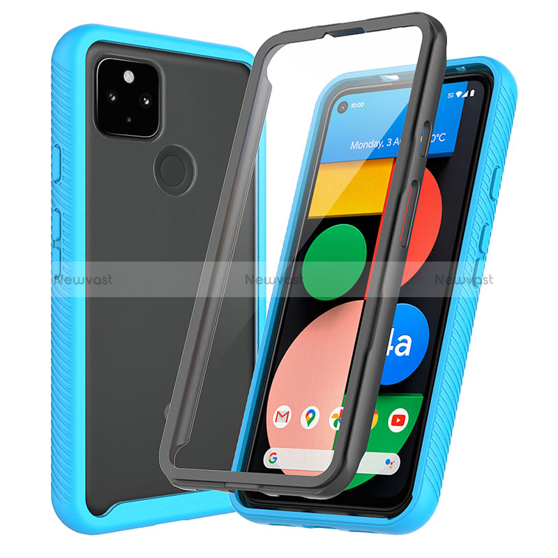 Silicone Transparent Frame Case Cover 360 Degrees ZJ3 for Google Pixel 5a 5G