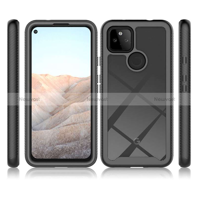 Silicone Transparent Frame Case Cover 360 Degrees ZJ3 for Google Pixel 5a 5G