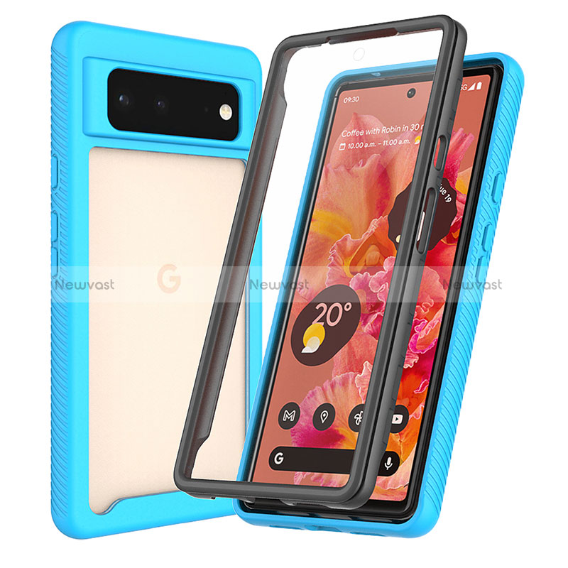 Silicone Transparent Frame Case Cover 360 Degrees ZJ3 for Google Pixel 6 5G