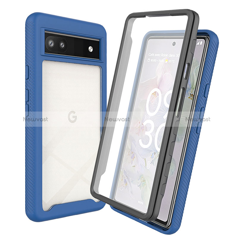 Silicone Transparent Frame Case Cover 360 Degrees ZJ3 for Google Pixel 6a 5G