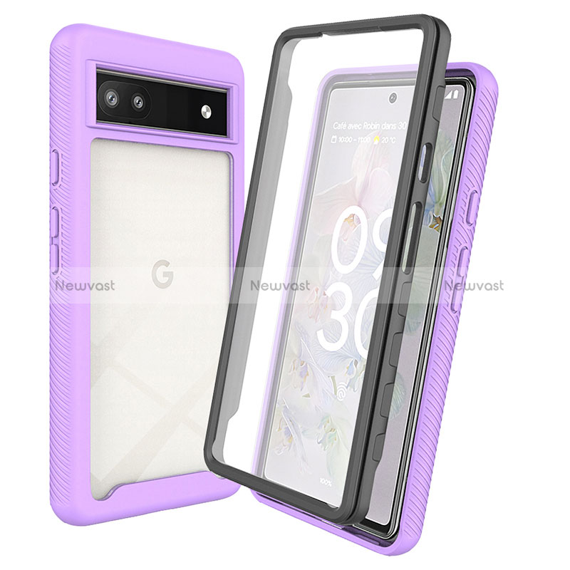 Silicone Transparent Frame Case Cover 360 Degrees ZJ3 for Google Pixel 6a 5G