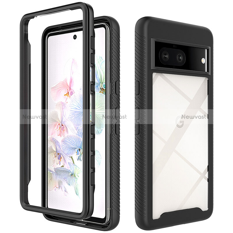 Silicone Transparent Frame Case Cover 360 Degrees ZJ3 for Google Pixel 7 5G