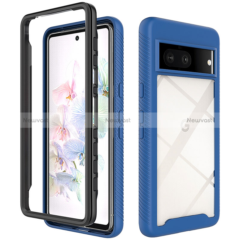 Silicone Transparent Frame Case Cover 360 Degrees ZJ3 for Google Pixel 7 5G