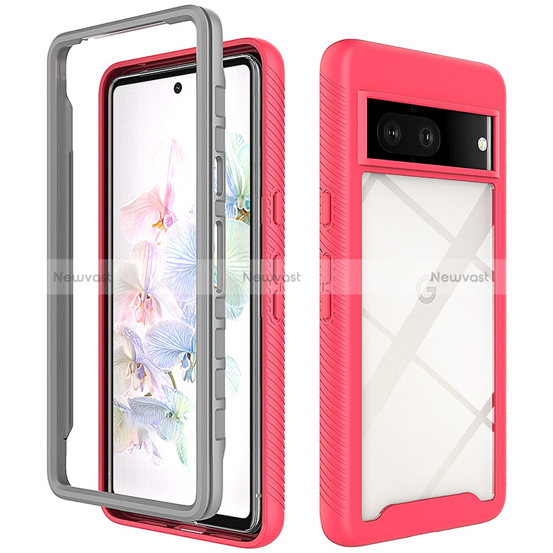 Silicone Transparent Frame Case Cover 360 Degrees ZJ3 for Google Pixel 7 5G