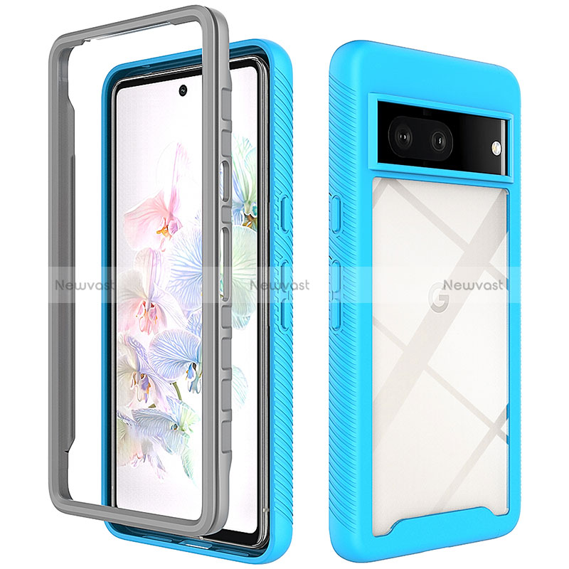 Silicone Transparent Frame Case Cover 360 Degrees ZJ3 for Google Pixel 7 5G