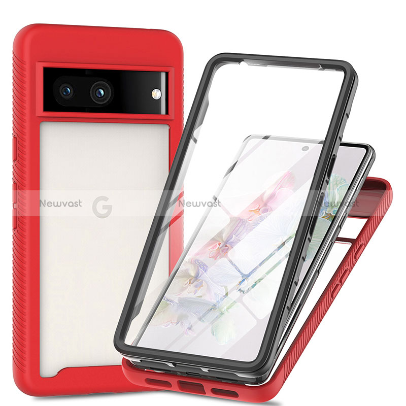 Silicone Transparent Frame Case Cover 360 Degrees ZJ3 for Google Pixel 7a 5G