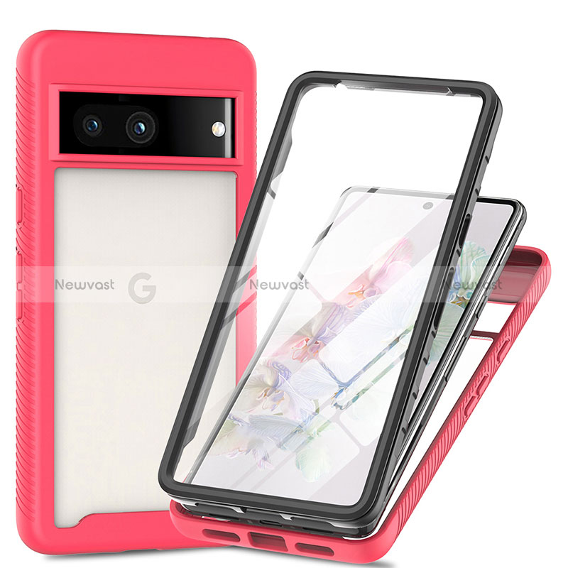 Silicone Transparent Frame Case Cover 360 Degrees ZJ3 for Google Pixel 7a 5G