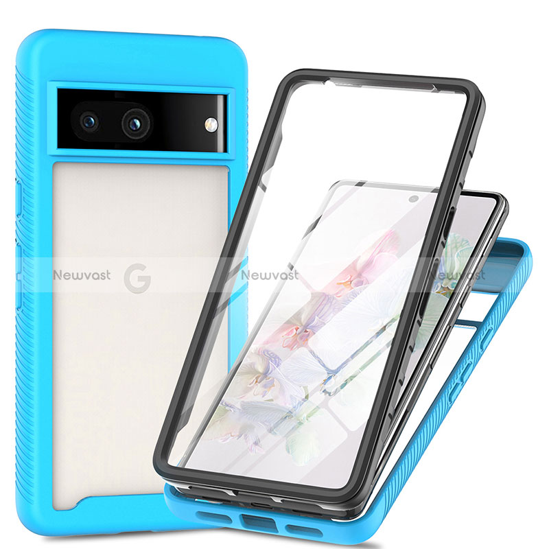 Silicone Transparent Frame Case Cover 360 Degrees ZJ3 for Google Pixel 7a 5G