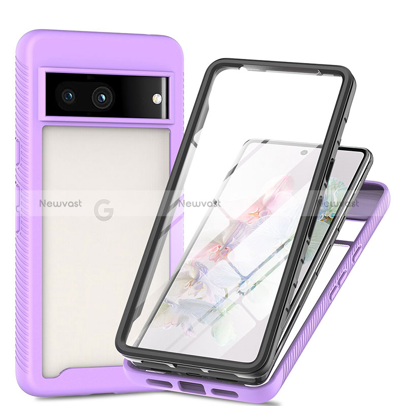 Silicone Transparent Frame Case Cover 360 Degrees ZJ3 for Google Pixel 7a 5G