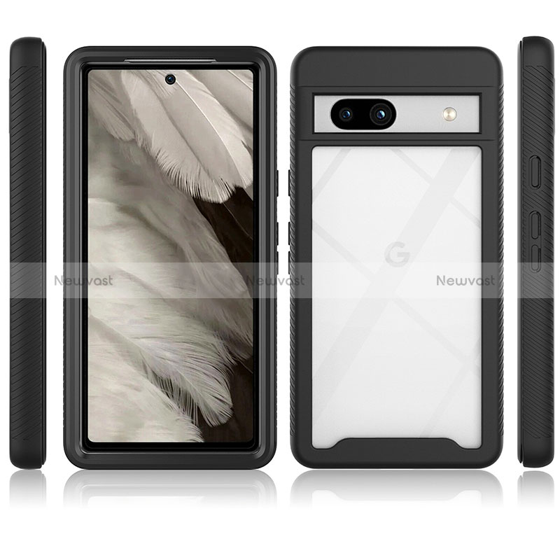 Silicone Transparent Frame Case Cover 360 Degrees ZJ3 for Google Pixel 7a 5G