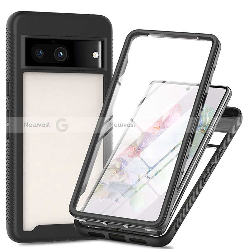 Silicone Transparent Frame Case Cover 360 Degrees ZJ3 for Google Pixel 7a 5G Black
