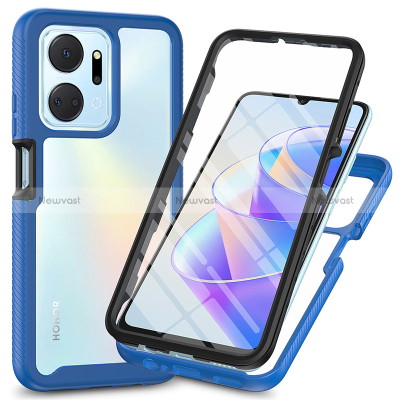 Silicone Transparent Frame Case Cover 360 Degrees ZJ3 for Huawei Honor X7a