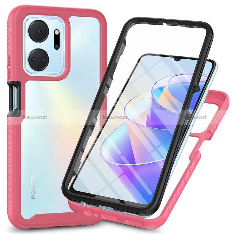 Silicone Transparent Frame Case Cover 360 Degrees ZJ3 for Huawei Honor X7a