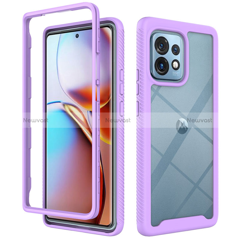 Silicone Transparent Frame Case Cover 360 Degrees ZJ3 for Motorola Moto Edge 40 Pro 5G Purple