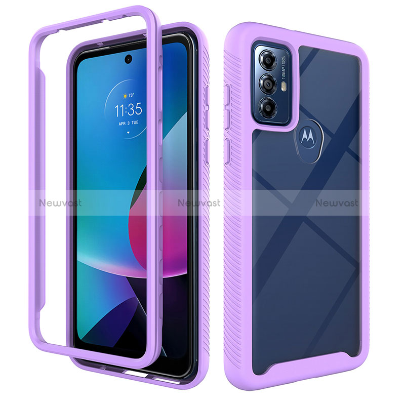 Silicone Transparent Frame Case Cover 360 Degrees ZJ3 for Motorola Moto G Play (2023) Purple