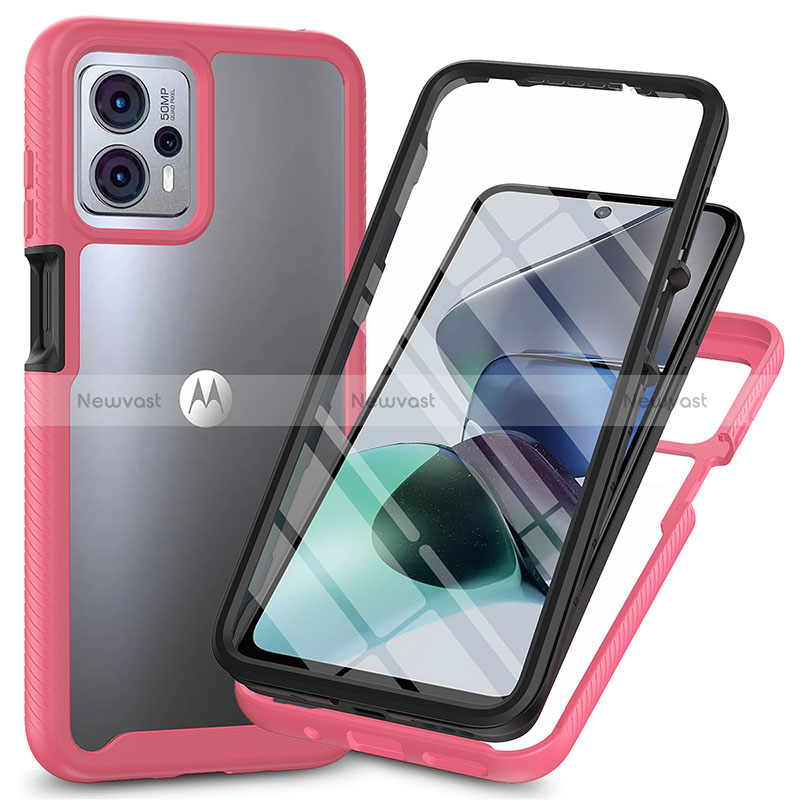 Silicone Transparent Frame Case Cover 360 Degrees ZJ3 for Motorola Moto G13