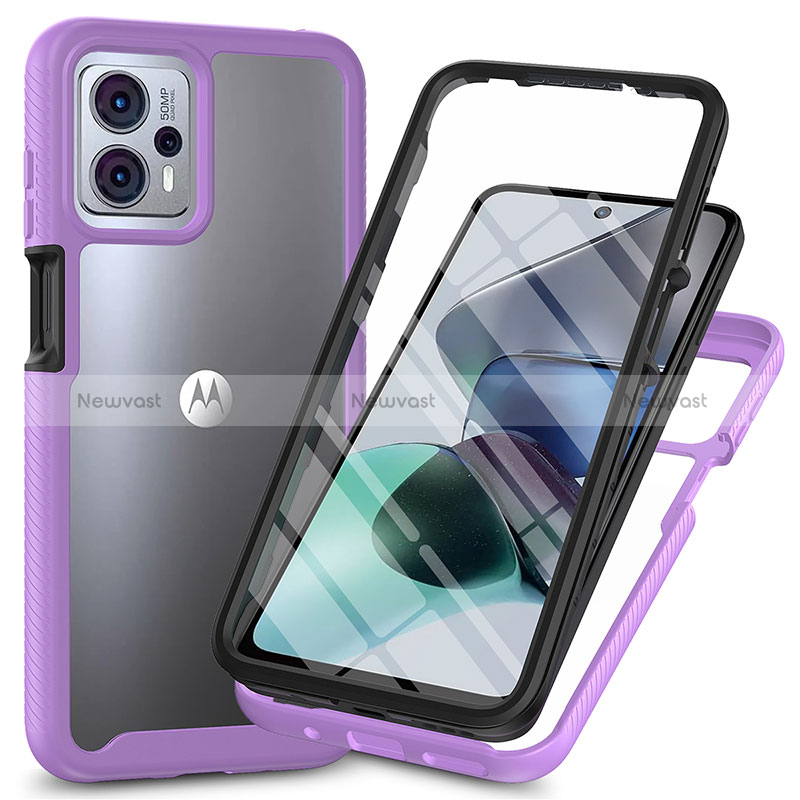 Silicone Transparent Frame Case Cover 360 Degrees ZJ3 for Motorola Moto G13