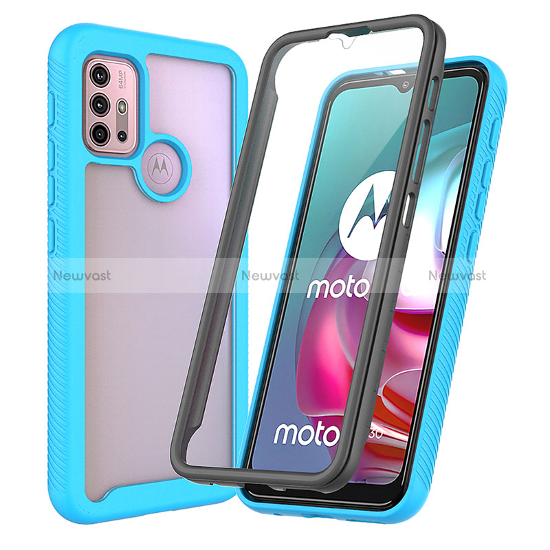 Silicone Transparent Frame Case Cover 360 Degrees ZJ3 for Motorola Moto G20