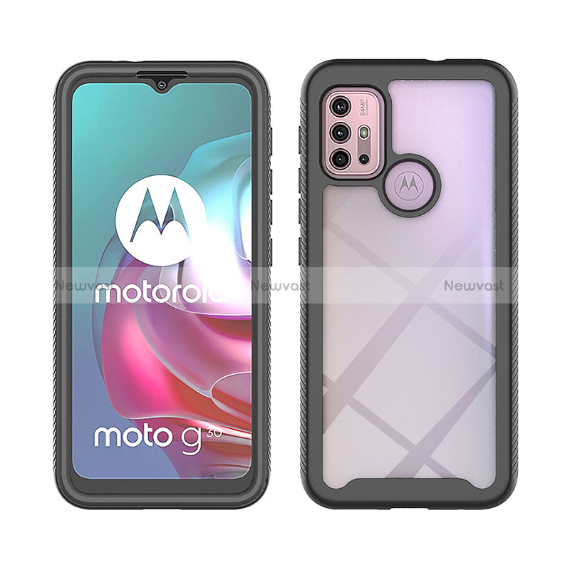 Silicone Transparent Frame Case Cover 360 Degrees ZJ3 for Motorola Moto G30