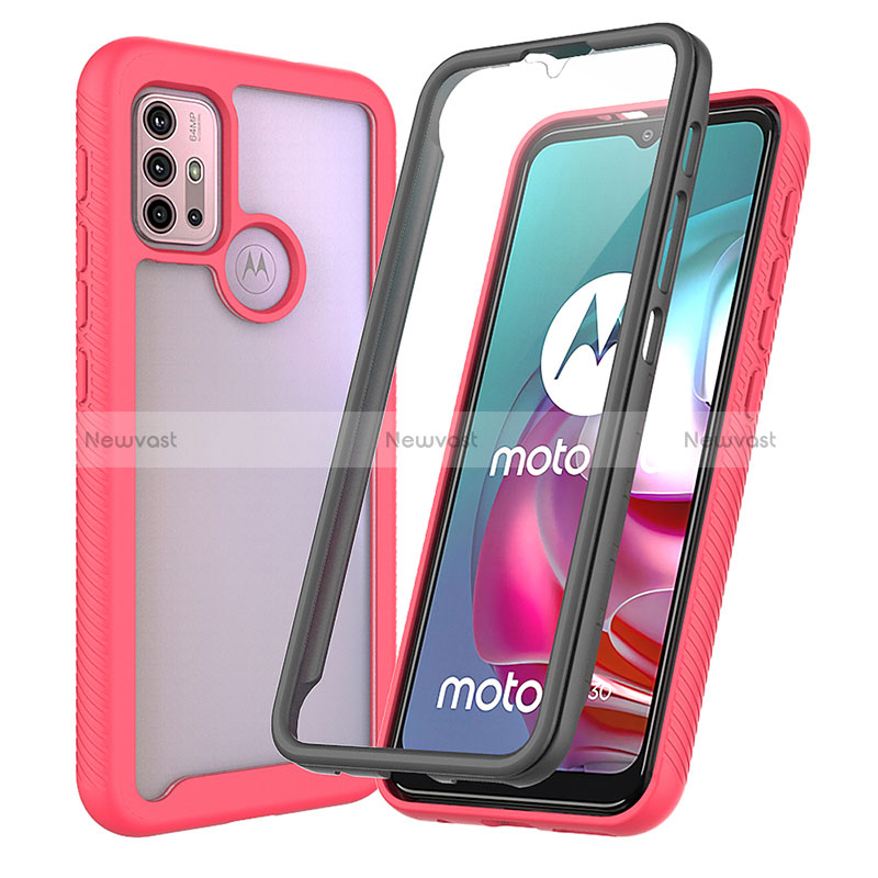 Silicone Transparent Frame Case Cover 360 Degrees ZJ3 for Motorola Moto G30