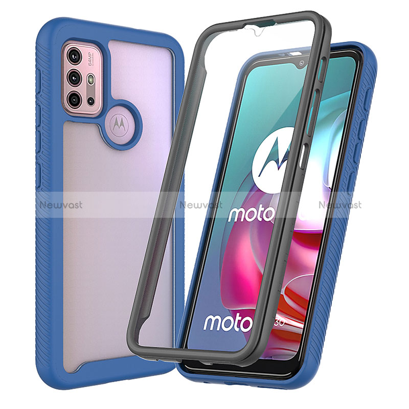 Silicone Transparent Frame Case Cover 360 Degrees ZJ3 for Motorola Moto G30