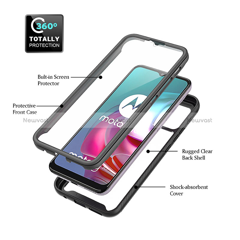 Silicone Transparent Frame Case Cover 360 Degrees ZJ3 for Motorola Moto G30