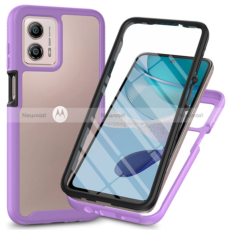 Silicone Transparent Frame Case Cover 360 Degrees ZJ3 for Motorola Moto G53 5G