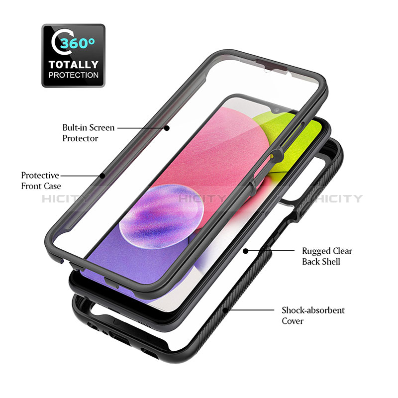 Silicone Transparent Frame Case Cover 360 Degrees ZJ3 for Samsung Galaxy A03s