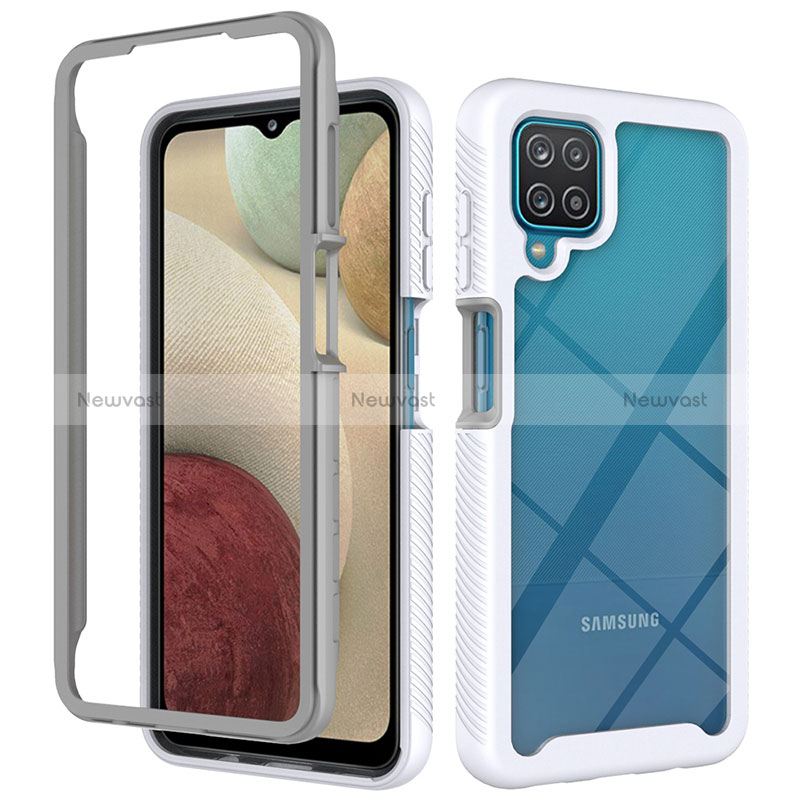 Silicone Transparent Frame Case Cover 360 Degrees ZJ3 for Samsung Galaxy A12 Nacho White