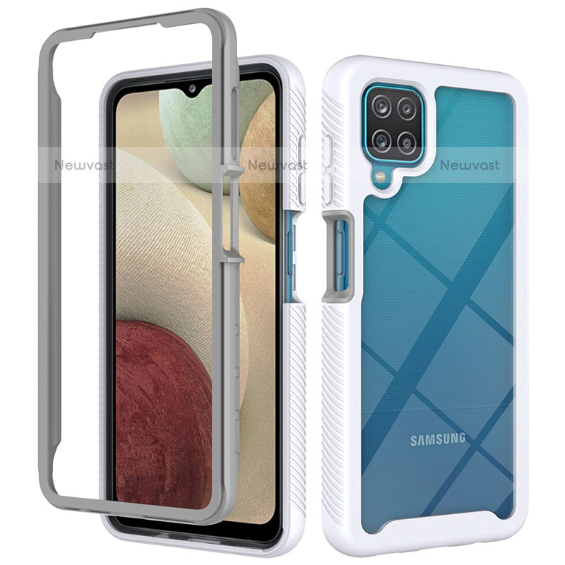 Silicone Transparent Frame Case Cover 360 Degrees ZJ3 for Samsung Galaxy A12 White