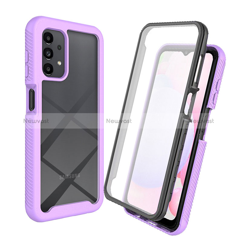 Silicone Transparent Frame Case Cover 360 Degrees ZJ3 for Samsung Galaxy A13 4G Clove Purple