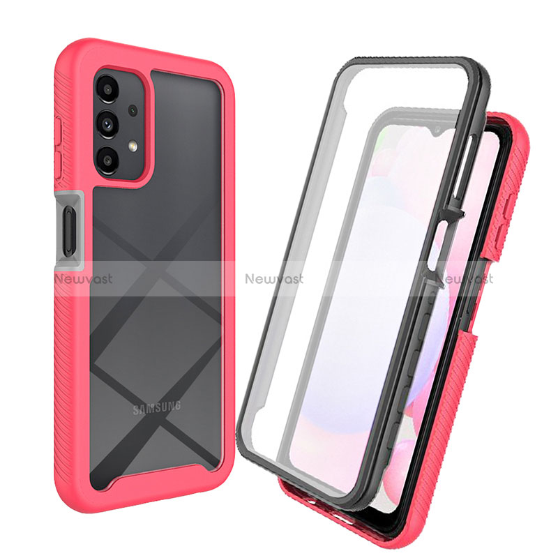 Silicone Transparent Frame Case Cover 360 Degrees ZJ3 for Samsung Galaxy A13 4G Hot Pink