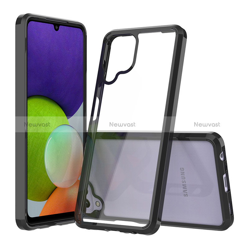 Silicone Transparent Frame Case Cover 360 Degrees ZJ3 for Samsung Galaxy A22 4G Black