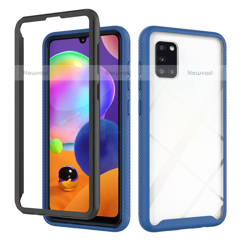 Silicone Transparent Frame Case Cover 360 Degrees ZJ3 for Samsung Galaxy A31 Blue