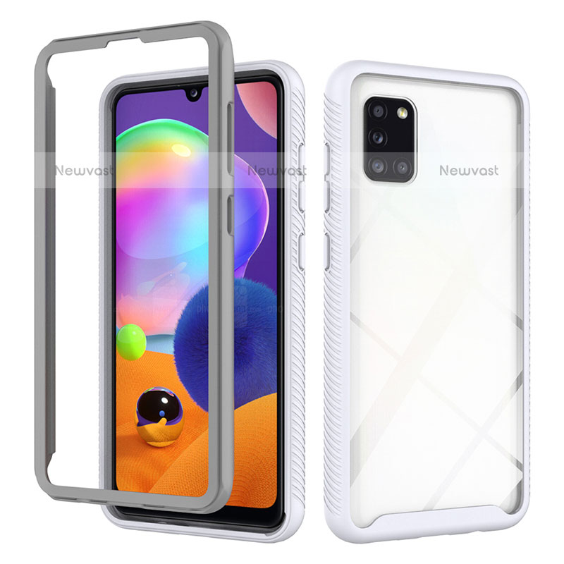 Silicone Transparent Frame Case Cover 360 Degrees ZJ3 for Samsung Galaxy A31 White