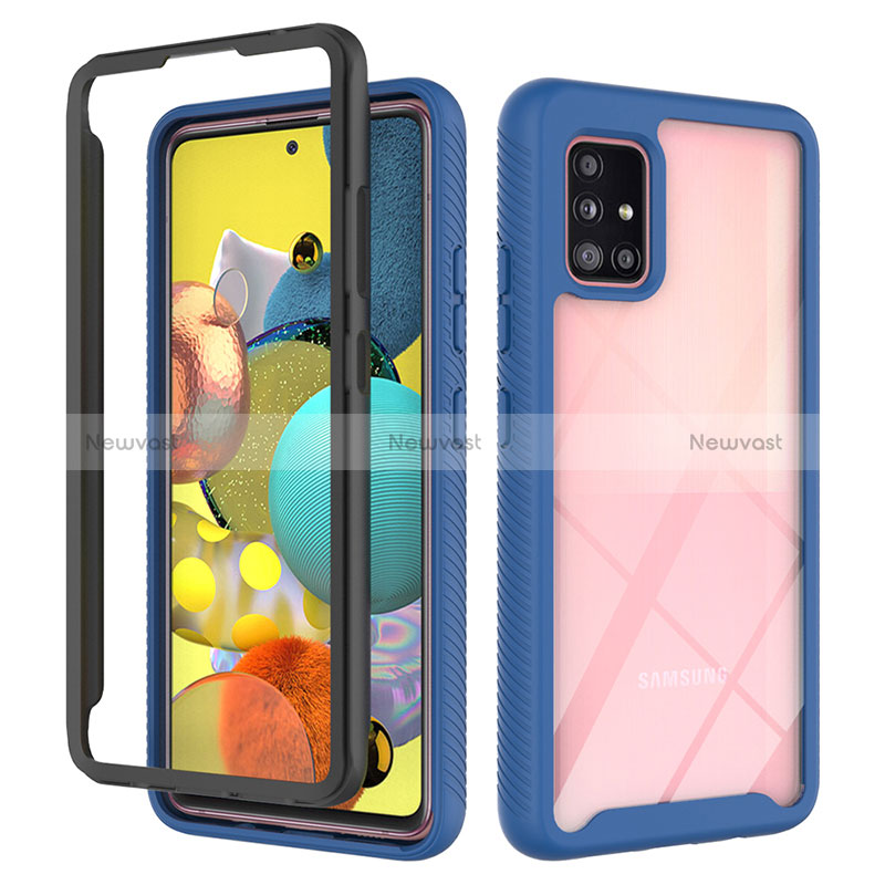 Silicone Transparent Frame Case Cover 360 Degrees ZJ3 for Samsung Galaxy A51 5G Blue