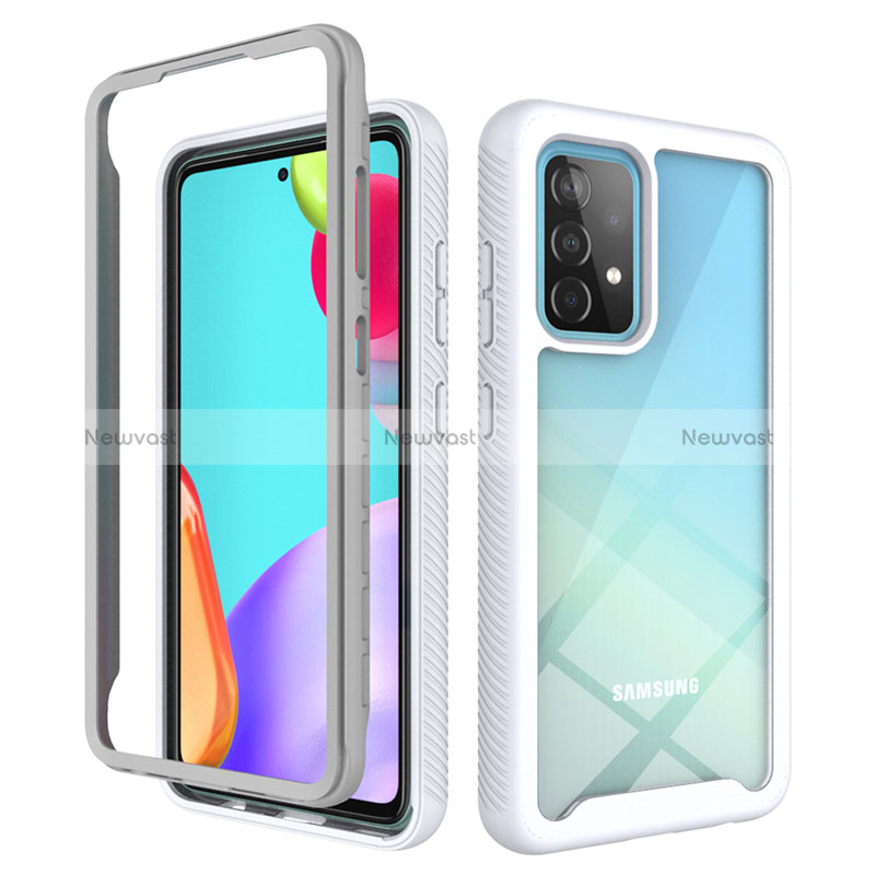 Silicone Transparent Frame Case Cover 360 Degrees ZJ3 for Samsung Galaxy A52s 5G White
