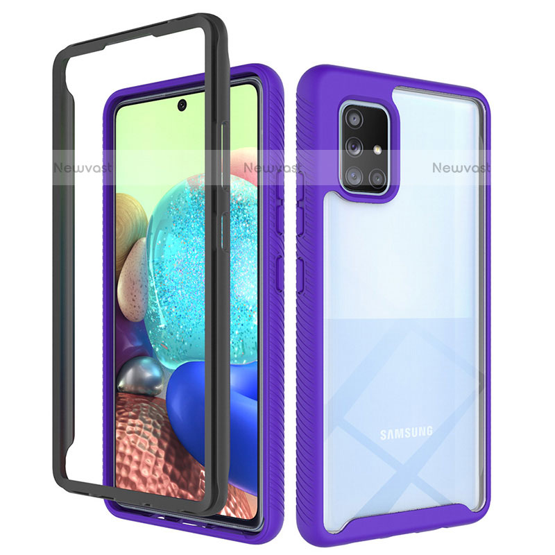 Silicone Transparent Frame Case Cover 360 Degrees ZJ3 for Samsung Galaxy A71 4G A715 Clove Purple