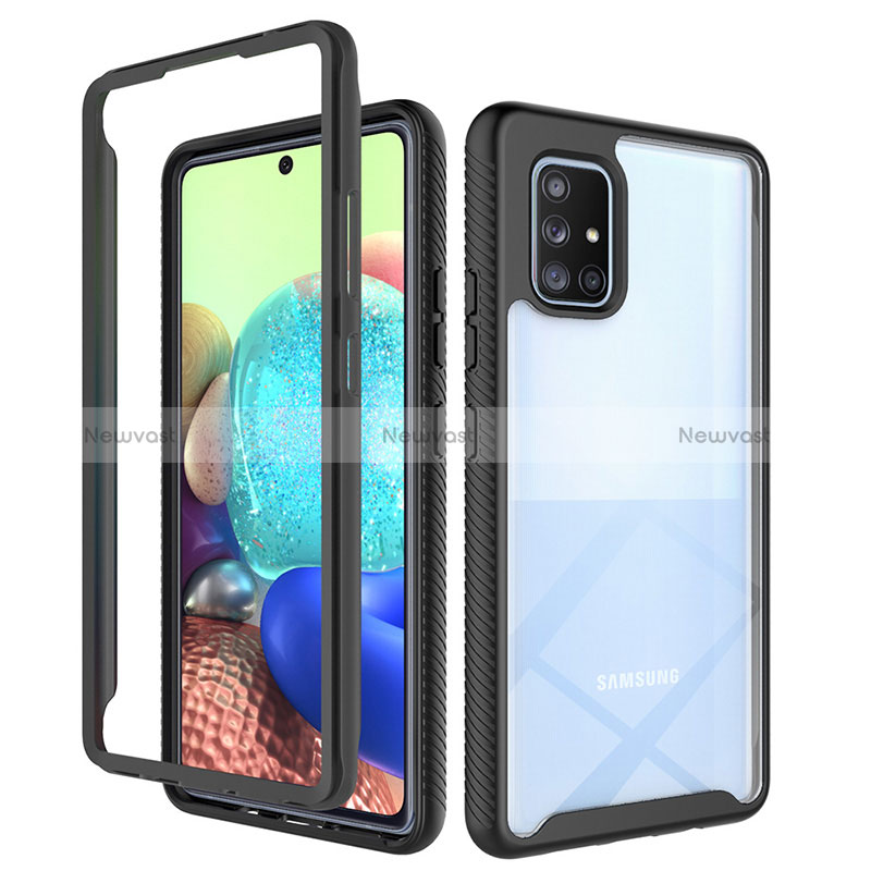 Silicone Transparent Frame Case Cover 360 Degrees ZJ3 for Samsung Galaxy A71 5G Black