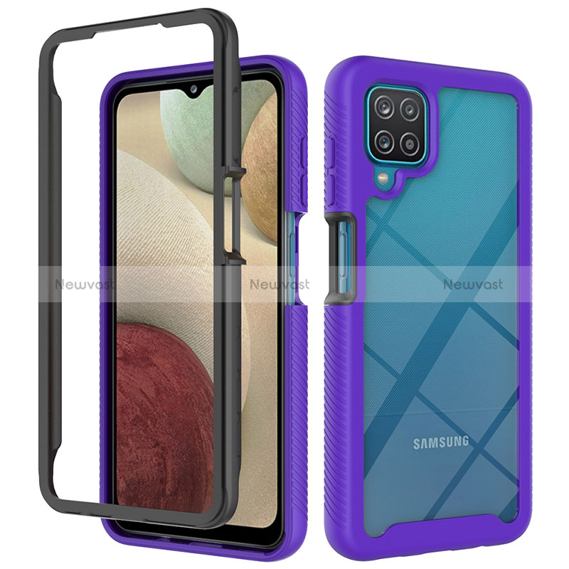 Silicone Transparent Frame Case Cover 360 Degrees ZJ3 for Samsung Galaxy M12 Purple