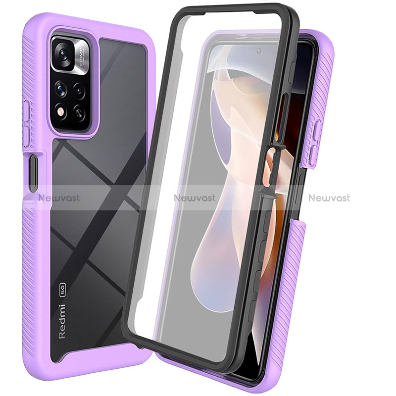 Silicone Transparent Frame Case Cover 360 Degrees ZJ3 for Xiaomi Mi 11i 5G (2022) Clove Purple