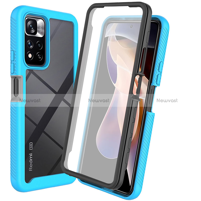 Silicone Transparent Frame Case Cover 360 Degrees ZJ3 for Xiaomi Mi 11i 5G (2022) Sky Blue