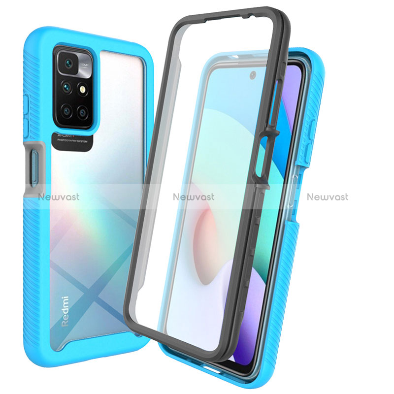 Silicone Transparent Frame Case Cover 360 Degrees ZJ3 for Xiaomi Redmi 10 (2022) Sky Blue