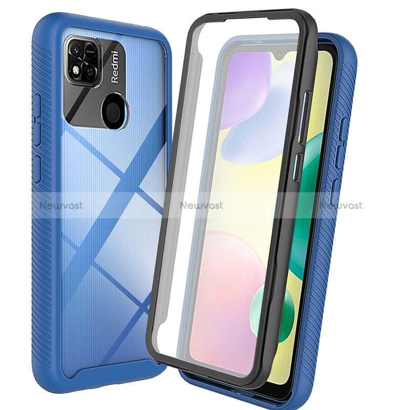 Silicone Transparent Frame Case Cover 360 Degrees ZJ3 for Xiaomi Redmi 9 Activ Blue