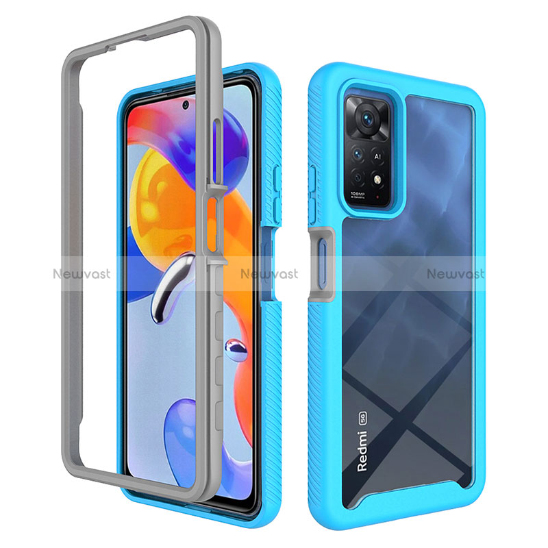 Silicone Transparent Frame Case Cover 360 Degrees ZJ3 for Xiaomi Redmi Note 11 Pro 4G Sky Blue