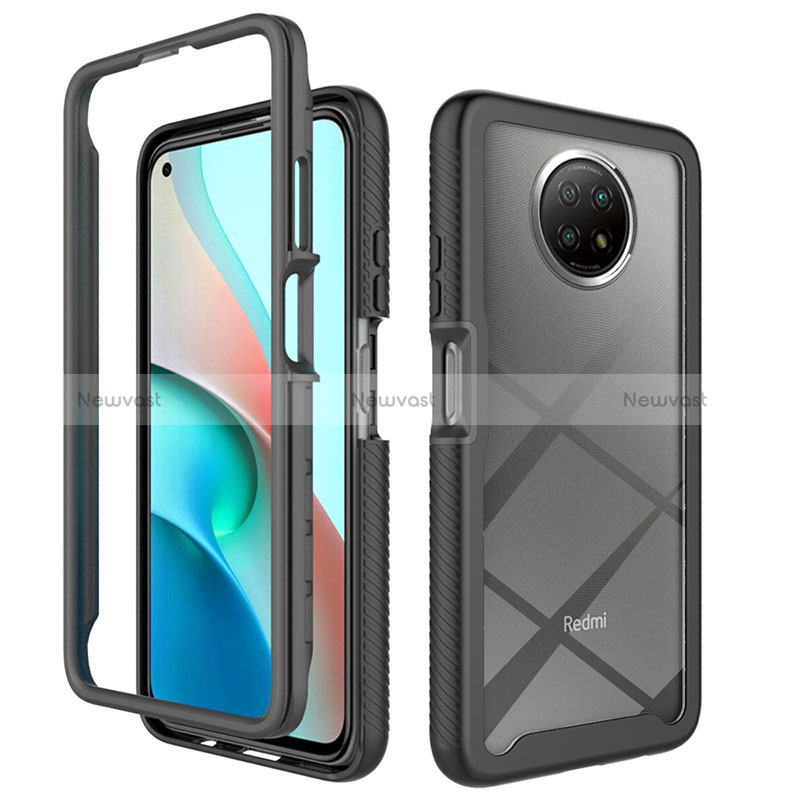 Silicone Transparent Frame Case Cover 360 Degrees ZJ3 for Xiaomi Redmi Note 9 5G Black