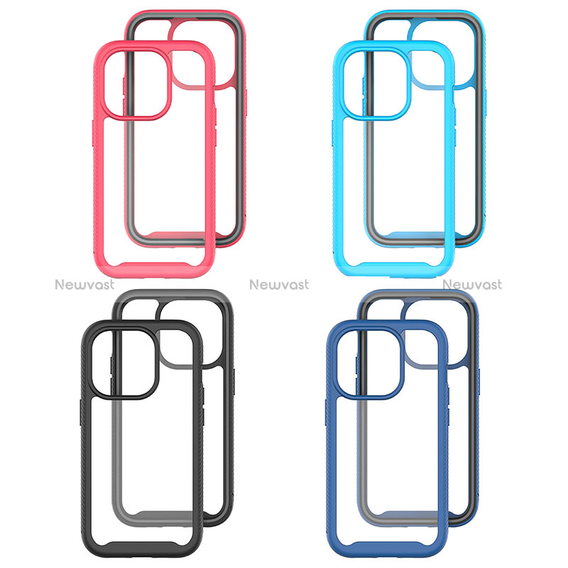 Silicone Transparent Frame Case Cover 360 Degrees ZJ4 for Apple iPhone 13 Pro