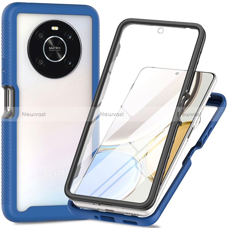 Silicone Transparent Frame Case Cover 360 Degrees ZJ4 for Huawei Honor Magic4 Lite 4G Blue