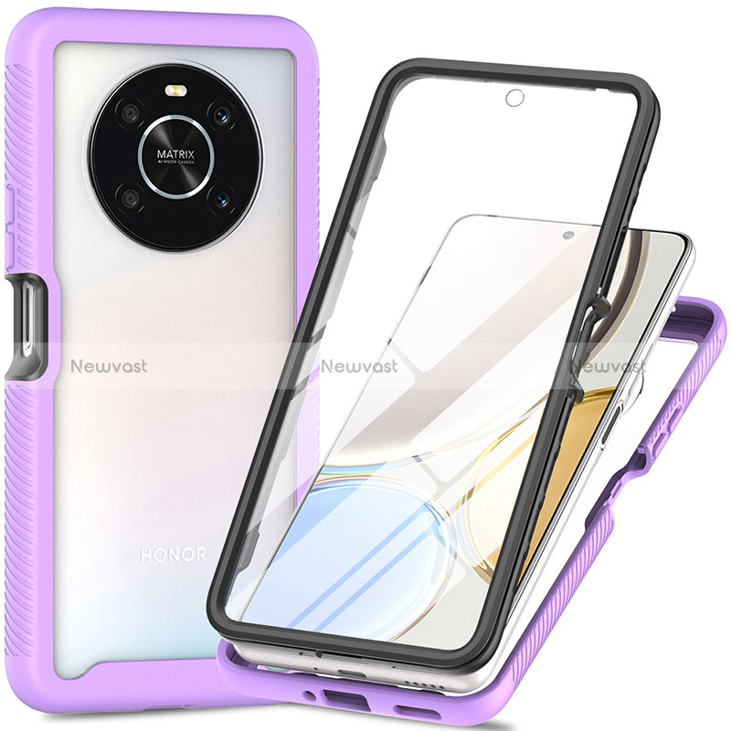 Silicone Transparent Frame Case Cover 360 Degrees ZJ4 for Huawei Honor Magic4 Lite 4G Clove Purple